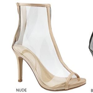 New Arrival Nude Clear Perspex pvc Ankle booties